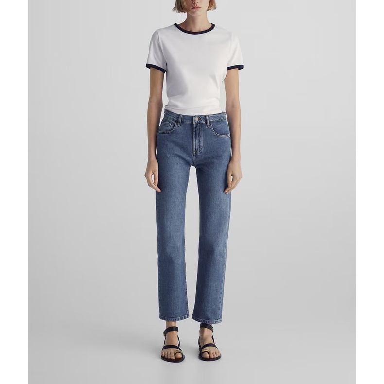 Áo Thun Cotton Tay Ngắn Dáng Ôm Phối Màu Tương Phản Thời Trang Zara 6866772