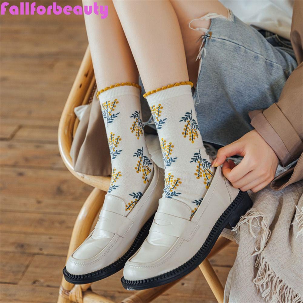 FALLFORBEAUTY Vớ Thoáng Khí Họa Tiết Kẻ Sọc Caro Phong Cách Lolita Cổ Điển Dễ Thương Cho Nữ