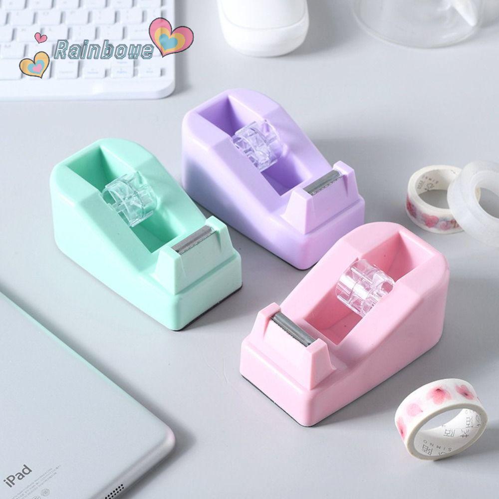 RAINBOW Hộp Đựng Băng Keo Bằng Nhựa Màu Macaron Tiện Dụng Cho Học Sinh / Văn Phòng