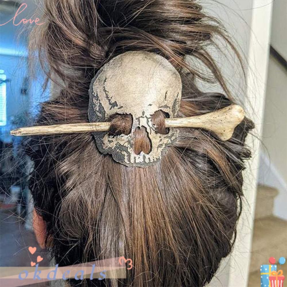 OKDEALS Kẹp Tóc Hình Đầu Lâu Phù Thủy Phong Cách Retro