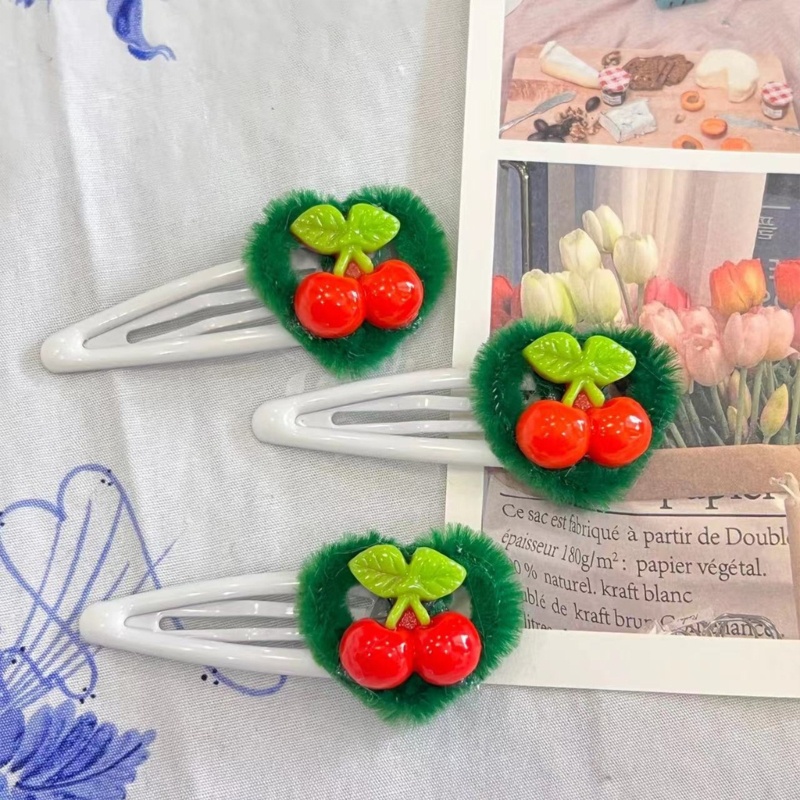 Kẹp Tóc Y2K Hình Quả Cherry Đính Nơ Phong Cách Vintage Cho Nữ