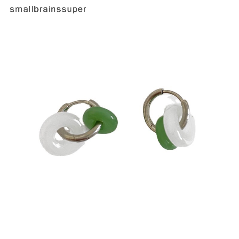 Bông Tai Bằng Thép Titan Đính Ngọc Bích Y2k Phong Cách Vintage Dành Cho Nữ