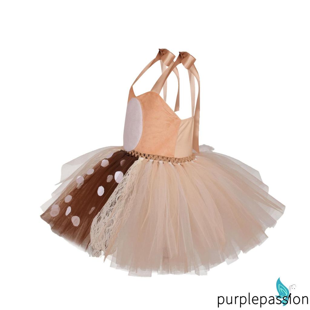 Đầm Hóa Trang Tuần Lộc Hoạt Hình Kèm Băng Đô Cài Tóc Xinh Xắn Cho Bé Gái