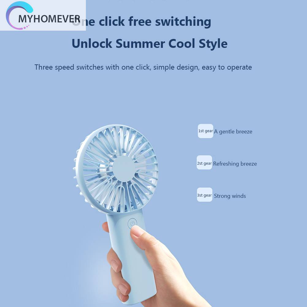 Quạt Mini Cầm Tay 3 Tốc Độ Kèm Sạc USB Tiện Dụng Chất Lượng Cao