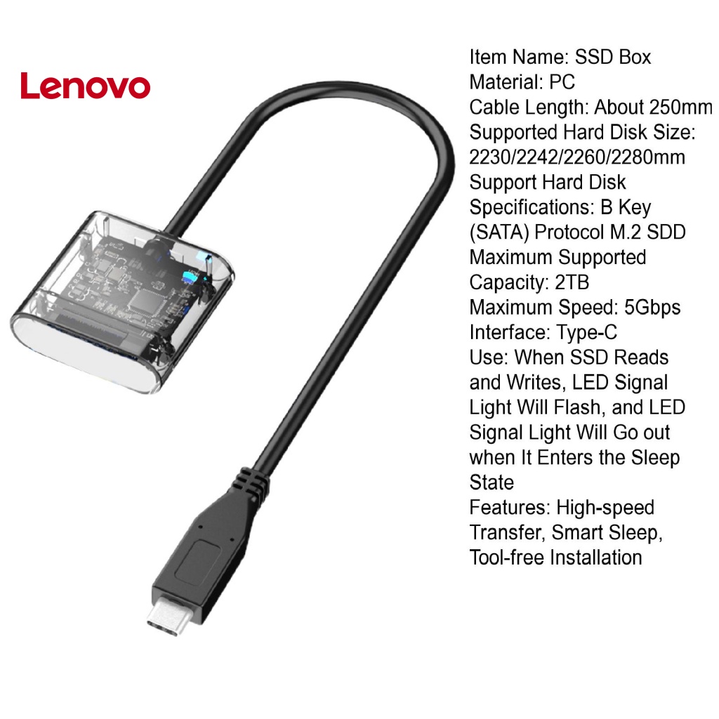 Hộp Đựng Ổ Cứng SSD Trong Suốt Tốc Độ Cao M.2 NGFF SATA Type-C Gen2 Tiện Dụng Cho Văn Phòng