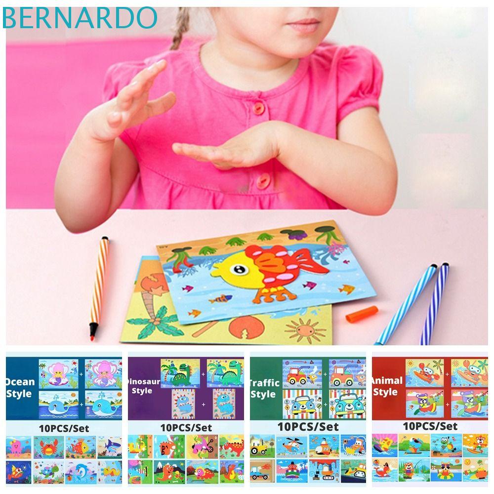 BERNARDO Bộ 10 Miếng Dán Xốp EVA 3D Hai Mặt Chống Thấm Nước Có Thể Tái Sử Dụng Giáo Dục Sớm Cho Trẻ Mẫu Giáo DIY