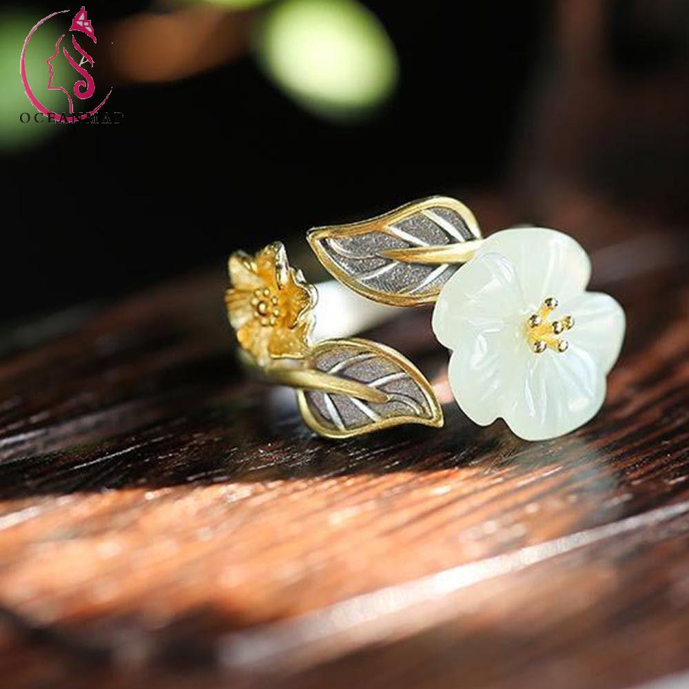 OCEANMAP Nhẫn Cặp Đính Đá Phong Cách Vintage Thời Trang Mới