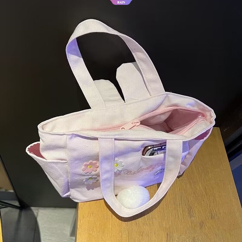 Sanrio Túi vải Sức Chứa Lớn Họa Tiết My Melody Dễ Thương Có Khóa Kéo Cho Nữ