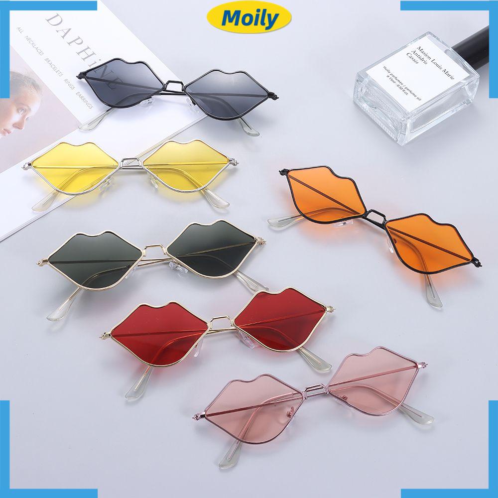MOILYVN Kính Mát Gọng Kim Loại Hình Đôi Môi Quyến Rũ