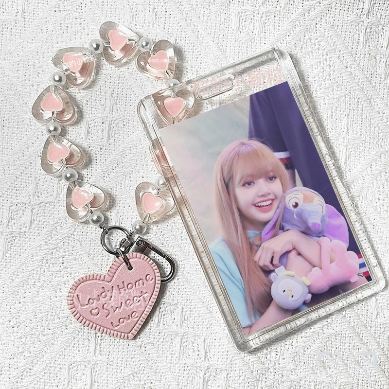 Bao Đựng Thẻ ID / Thẻ Hình Lisa Nhóm Nhạc Blackpink Phối Dây Xích Dễ Thương Cho Học Sinh