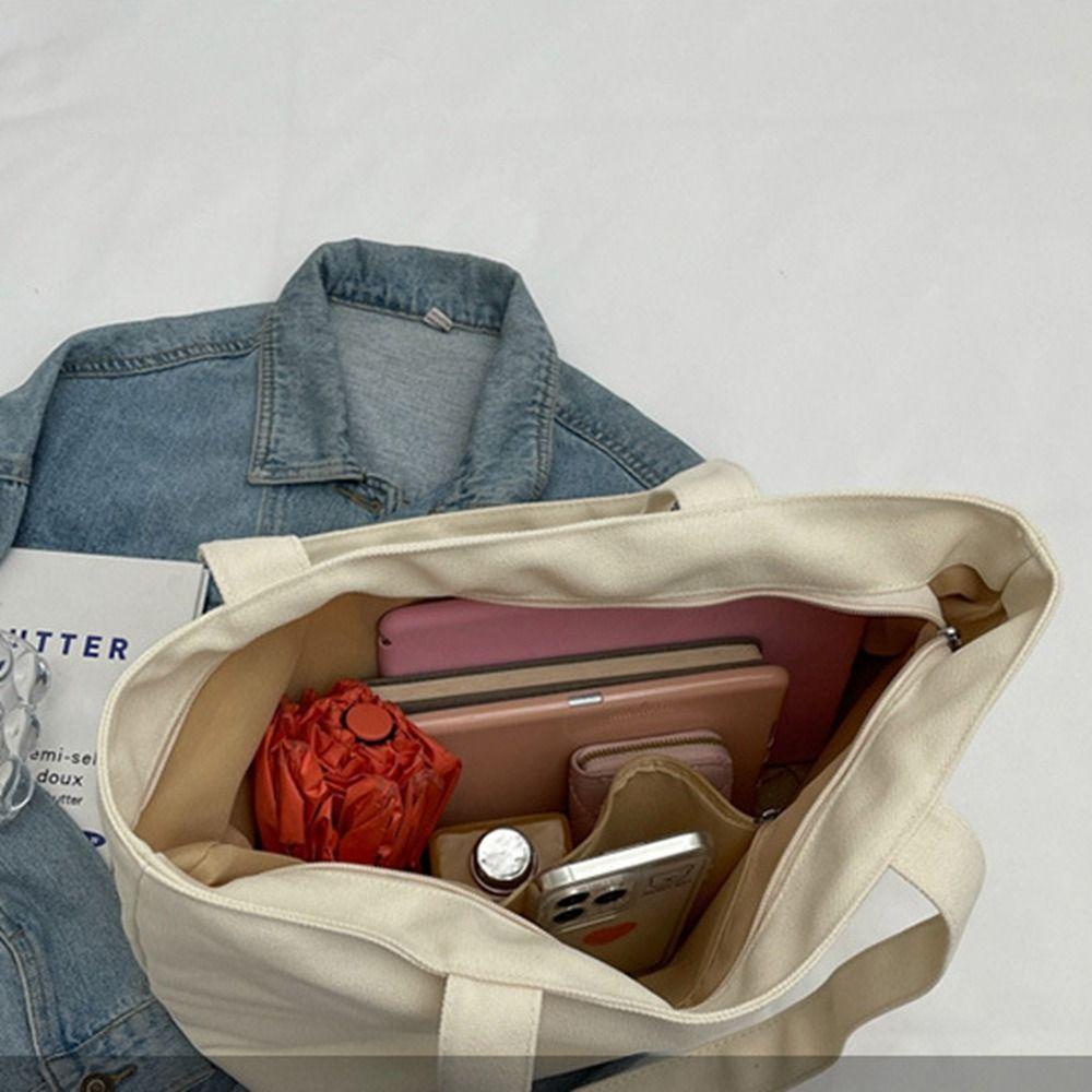 FALLFORBEAUTY Túi Xách Canvas Cỡ Lớn In Chữ Thời Trang Đường Phố