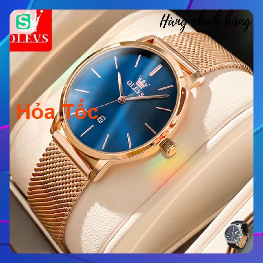 Đồng hồ đeo tay OLEVS 5869 dây đeo thép lưới siêu mỏng có lịch chống thấm nước thời trang cho nữ