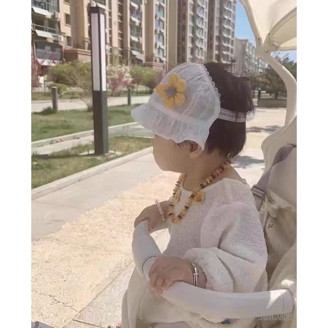 Mũ Beanie Chống Nắng Thoáng Khí Trang Trí Hoa Cho Bé Gái 2-15 Tháng Tuổi