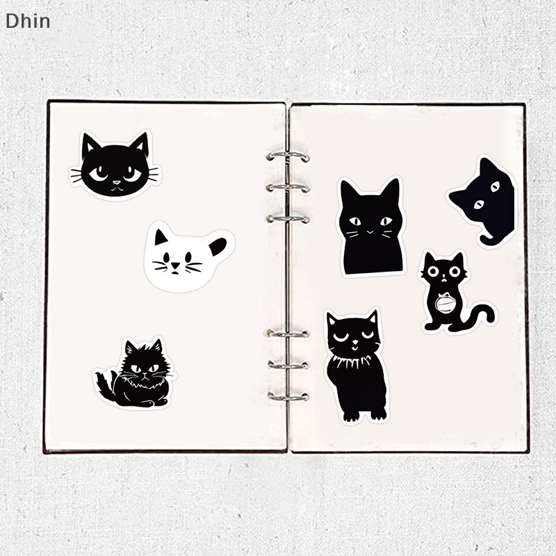 Set 50 Miếng Dán Hình Mèo Đen Trang Trí Laptop Vali Xe Đạp