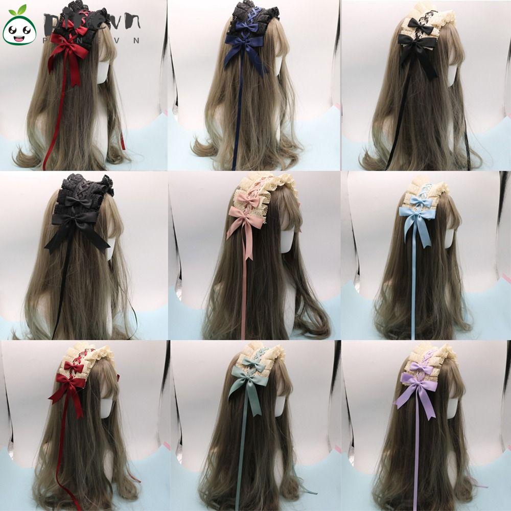 PINEVN Băng Đô Ren Thắt Nơ Phong Cách Gothic Dễ Thương Dành Cho Nữ