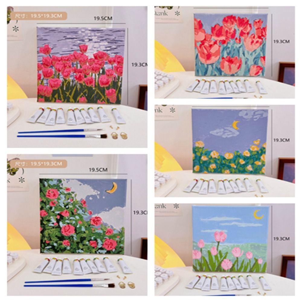 MMLUCK Bộ Tranh Sơn Dầu DIY Hình Hoa Tulip Bằng Acrylic