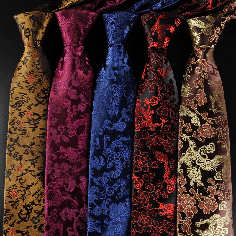 Cà Vạt Họa Tiết Rồng Phong Cách Trung Hoa Cổ Điển 9cm Sang Trọng Dành Cho Nam