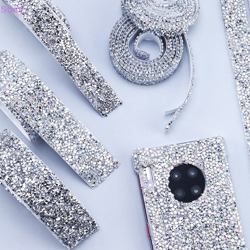 Cuộn Dây Đính Đá Resin Tự Dính Hai Mặt 15mm 30mm Dài 1 Yard Dùng Trang Trí DIY