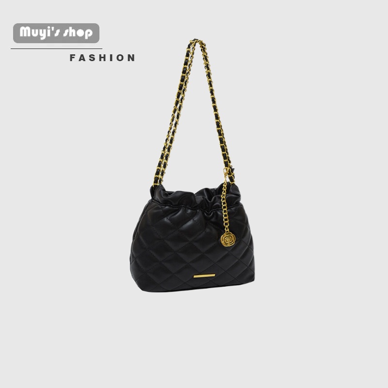 Túi Xách bucket Dây Xích Họa Tiết Kim Cương Cao Cấp Thời Trang niche