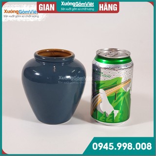 Lu uống bia kiểu mới - sáng tạo mới của gốm Bát Tràng-hàng vuốt tay dung tích 400ml - XANH COBAN - XƯỞNG GỐM VIỆT