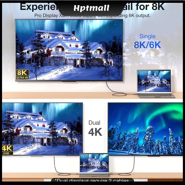 Dây Cáp Sạc Nhanh Hai Đầu Usb 4.0 Tương Thích Với Thunderbolt 4 Type C 8k 40gbps Pd 240w