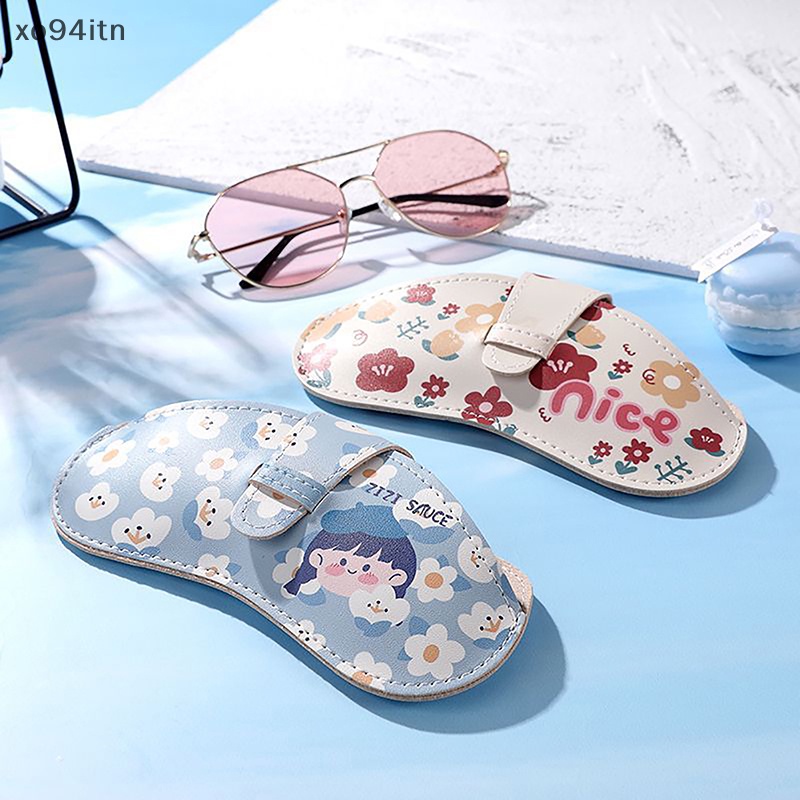 1 Hộp Đựng Mắt Kính Bằng Da PU Siêu Mỏng Họa Tiết Hoạt Hình Dễ Thương