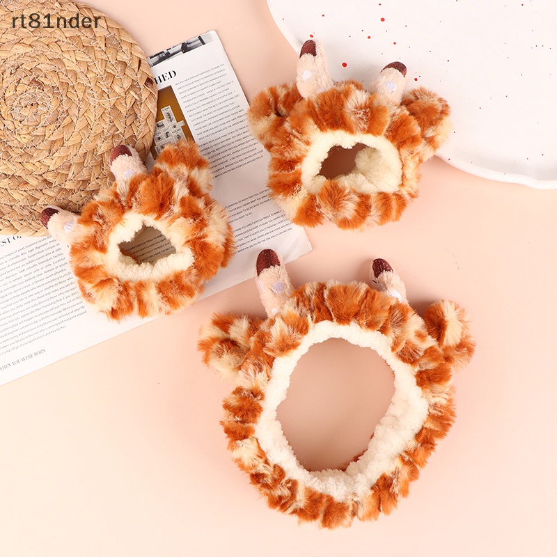 Băng Đô Tai Hươu Cao Cổ Bằng Vải Flannel Mềm Mại Dành Cho Nữ Rửa Mặt