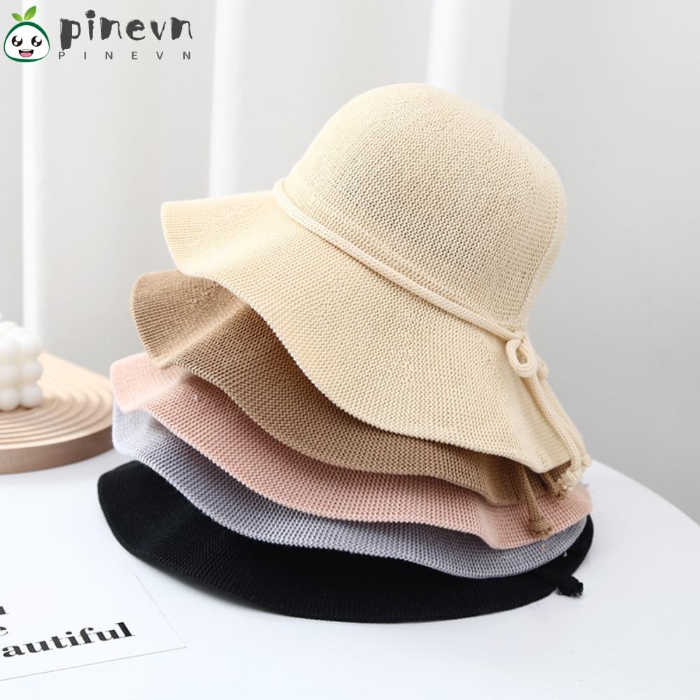 PINEVN Mũ Cói Rộng Vành Chống Nắng Đính Nơ Thoáng Khí Thời Trang Du Lịch