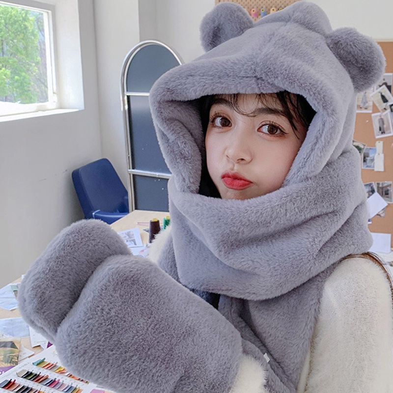 Ygt [Hàng Có Sẵn] Set Mũ Beanie Và Khăn Choàng Cổ Lông Xù Giữ Ấm Mùa Đông Phong Cách Jennie Mới Lạ Thời Trang Thường Ngày Cho