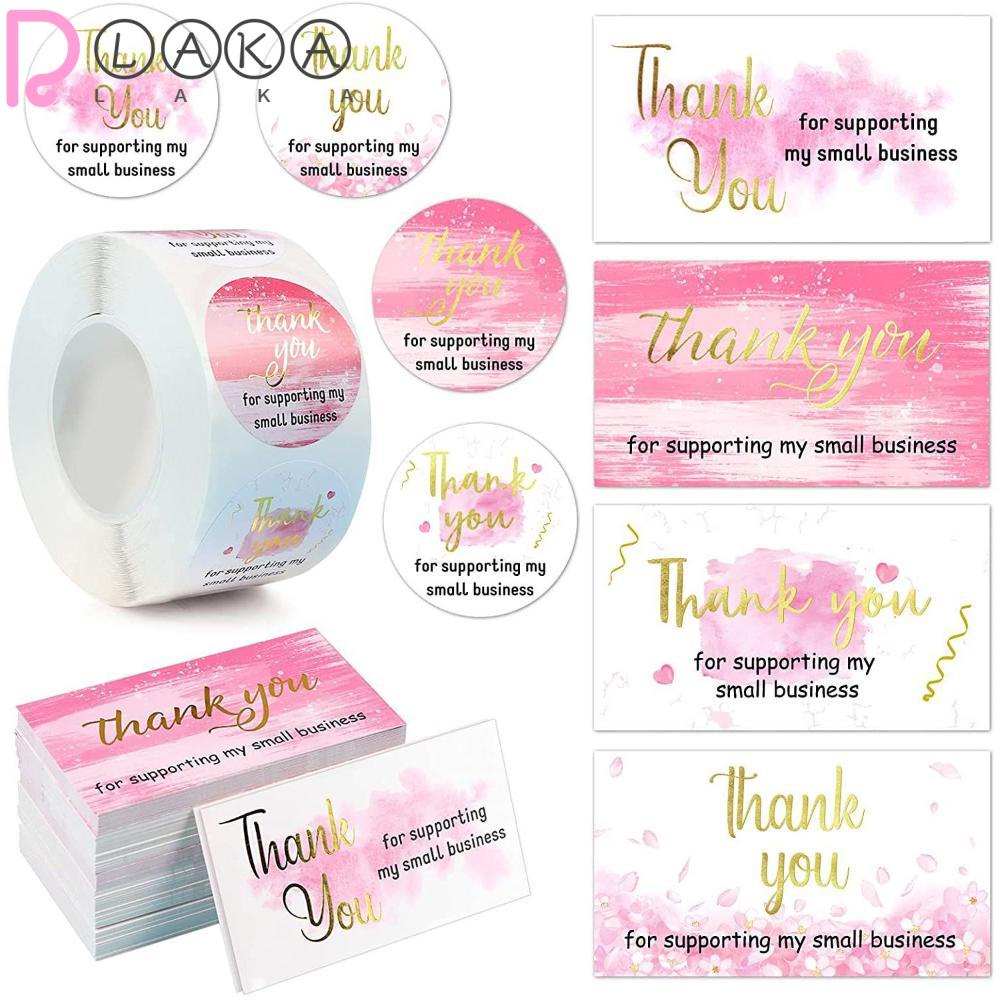 LAKAMIER Set 50 / 500 Miếng Dán Trang Trí Túi Kẹo In Chữ Thank You Xinh Xắn