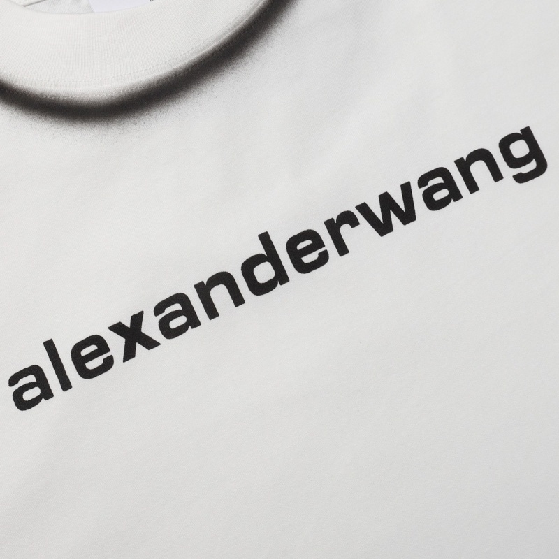 Ale-xander-wang - Vải Gạc In Màu Thuần Khiết Thủ Công Mới Nhất Áo Thun Tay Ngắn In Chữ Trước Ngực Thời Trang Cho Nam Và Nữ