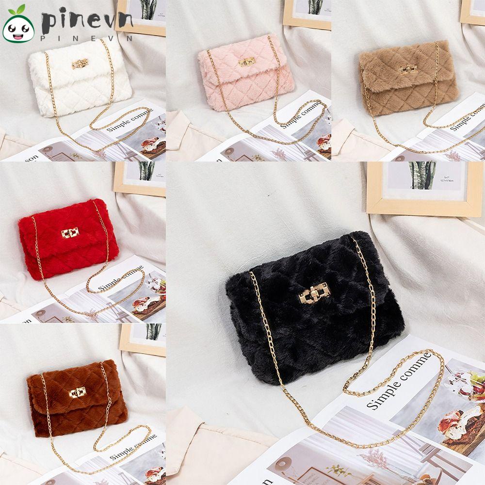 PINEVN Túi Đeo Chéo Lông Giả Mềm Hợp Thời Trang