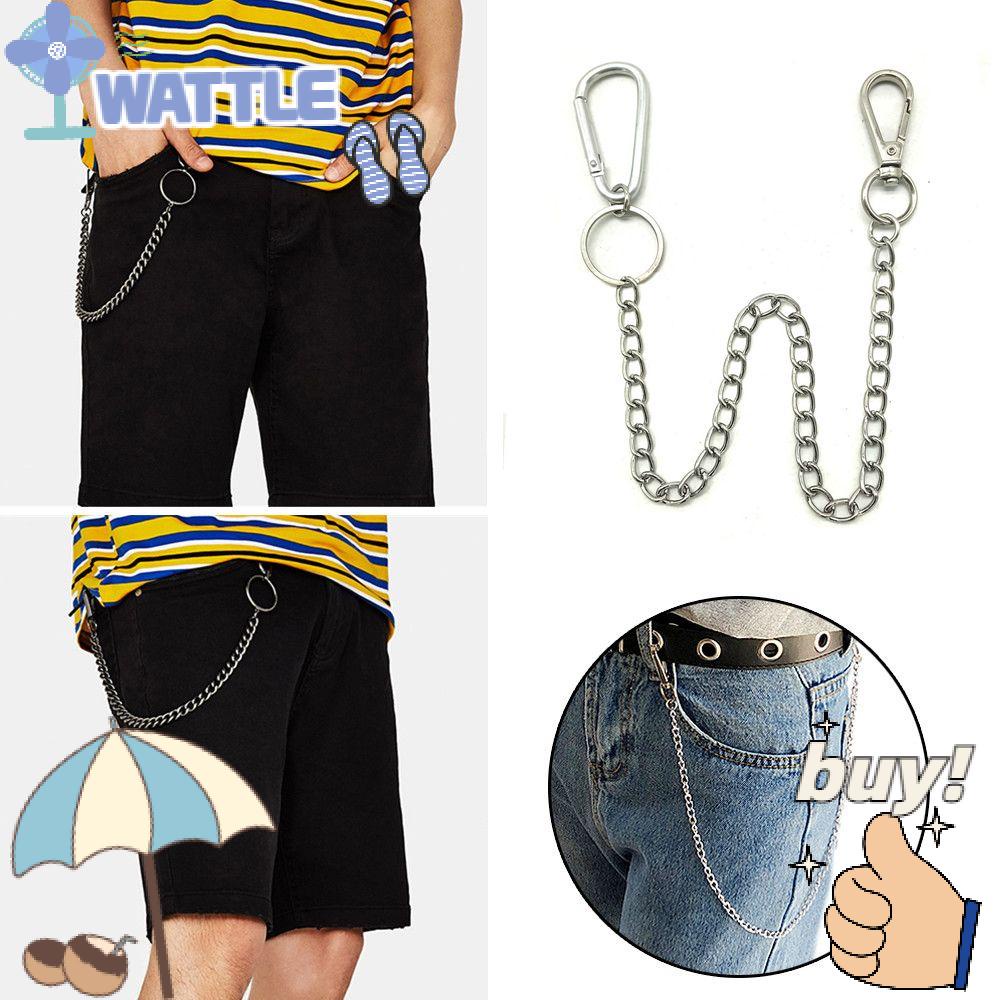 WTTLE Móc Khóa Dạng Dây Xích Bằng Thép Không Gỉ Gắn Ví Phong Cách Hipster