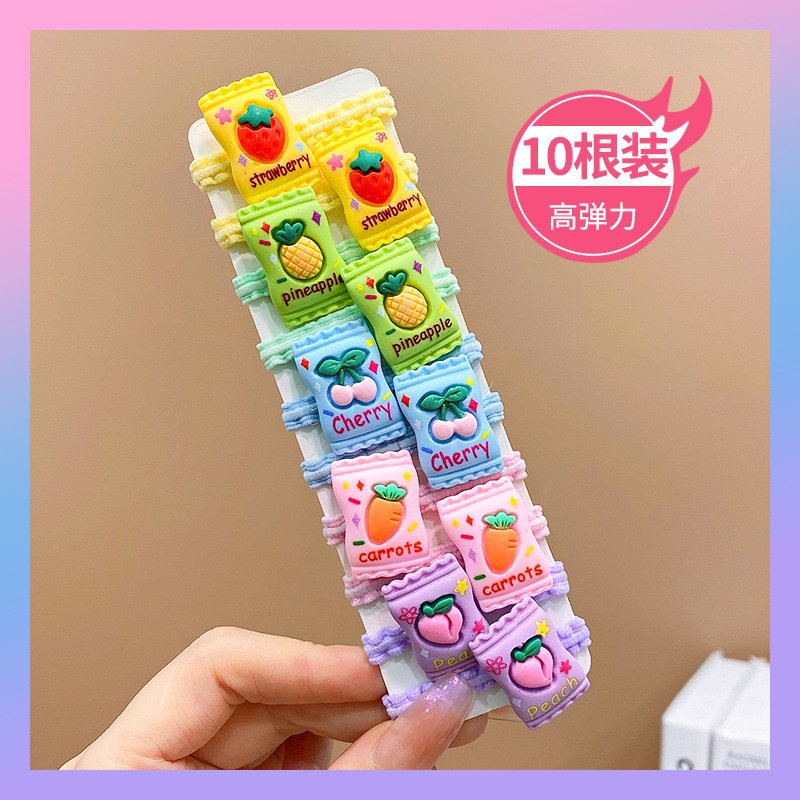 10 Dây Buộc Tóc Cao Su Đàn Hồi Cao Hình Hoạt Hình Dễ Thương Cho Bé