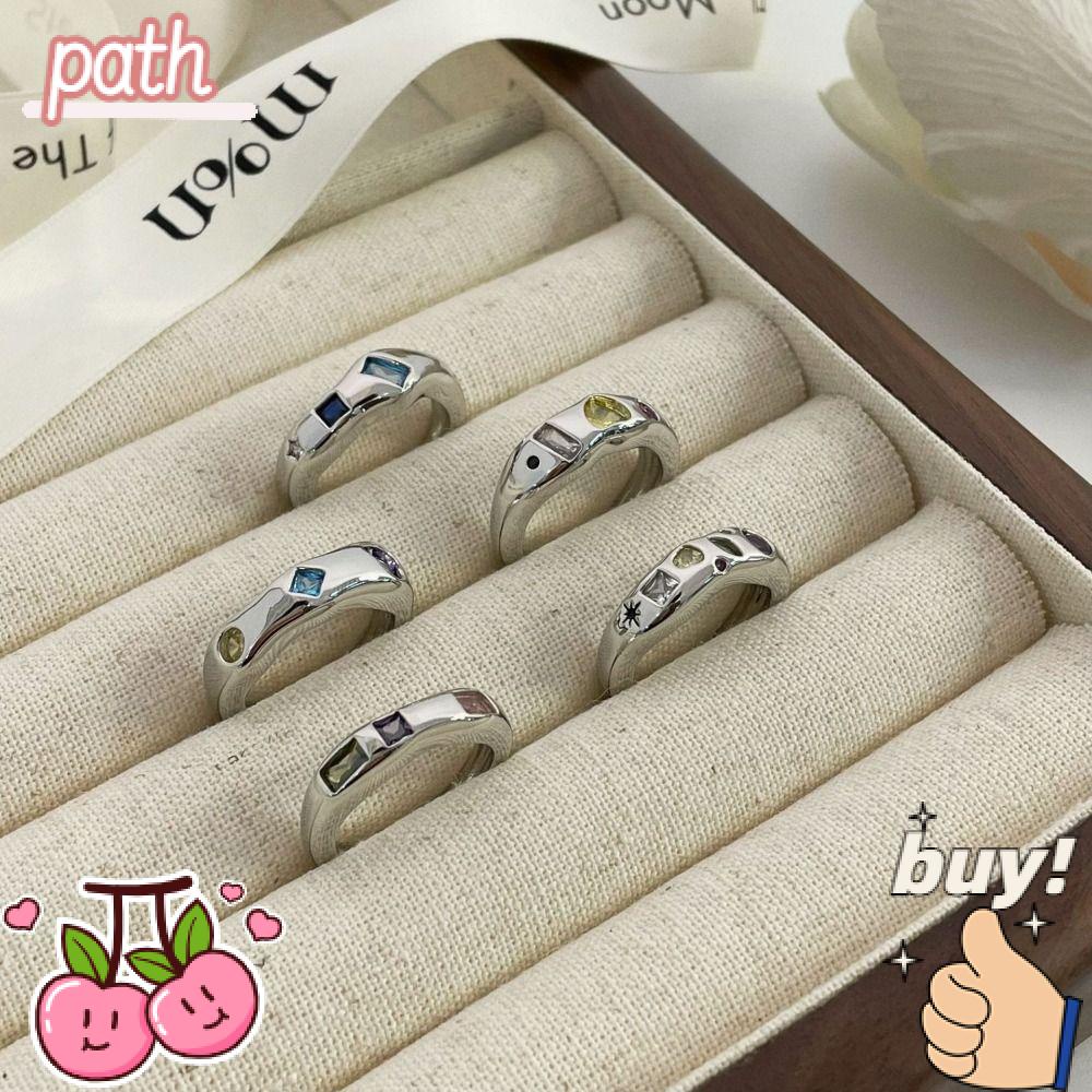 PATH Set 5 Nhẫn Kim Loại Nhiều Màu Sắc Thời Trang Kpop Cho Nữ