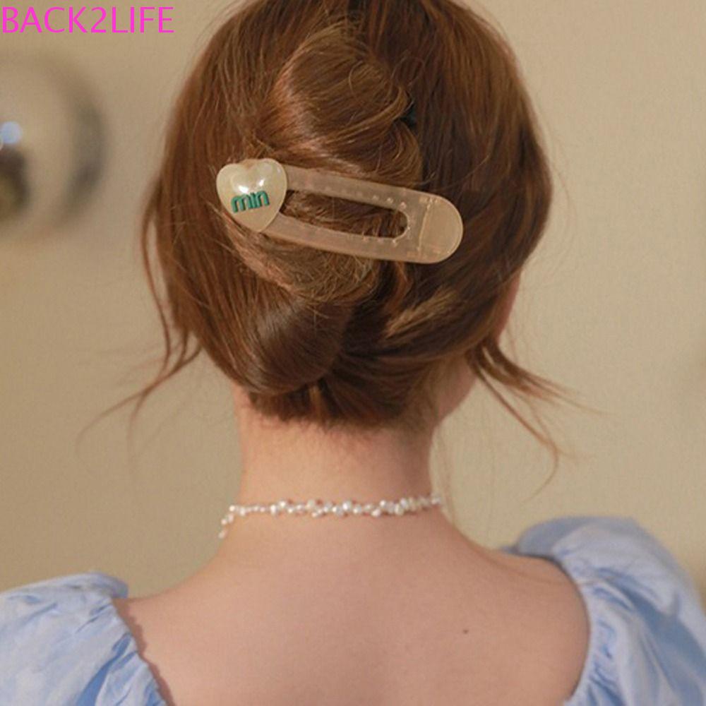 BACK2LIFE Kẹp Tóc Hình Trái Tim Màu Kẹo Ngọt Phong Cách Hàn Quốc