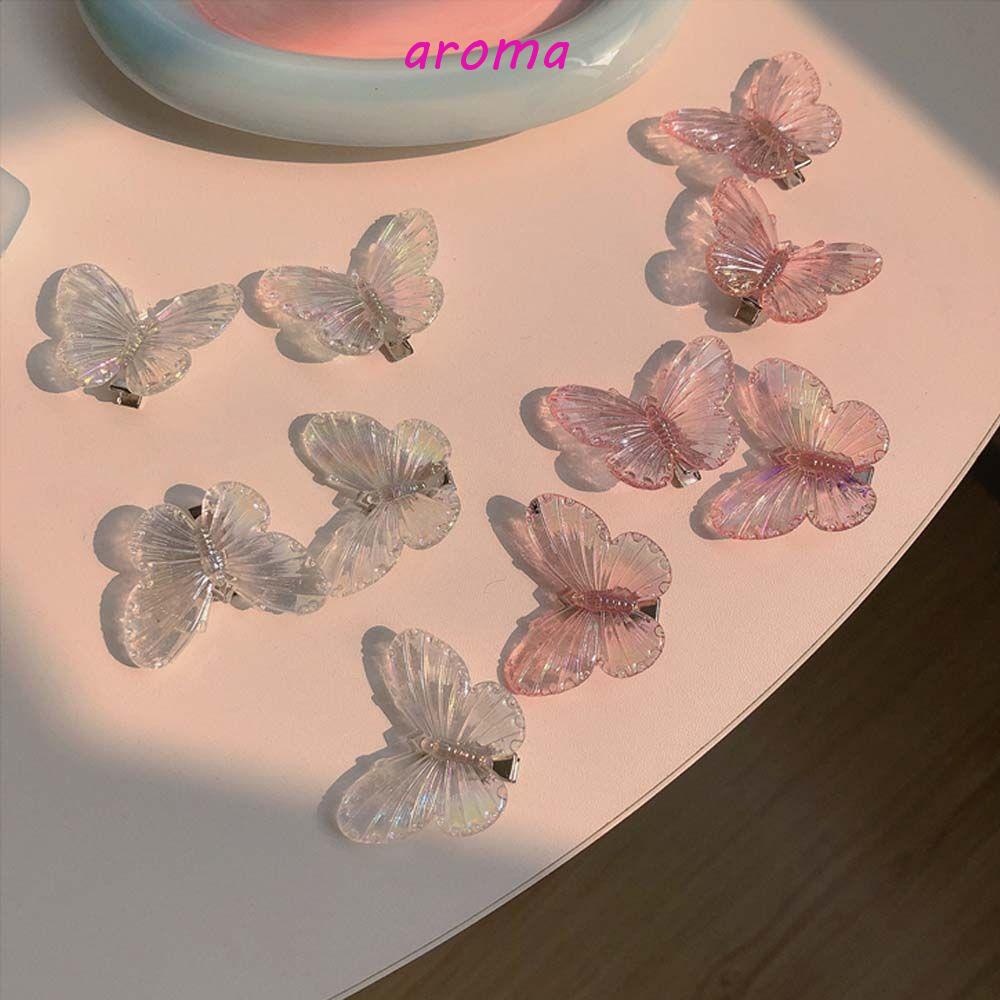 AROMA Kẹp Tóc Hình Bướm Bằng Acrylic Trong Suốt Thời Trang Cho Nữ
