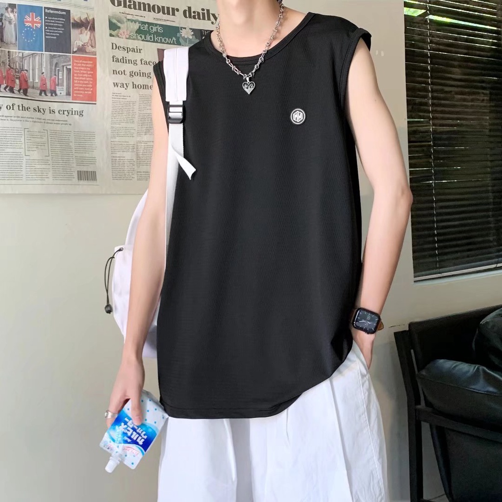 Áo Thun Cotton Không Tay Dáng Rộng Phong Cách Đường Phố Mỹ Thời Trang Mùa Hè Cho Nam