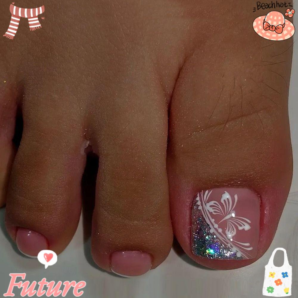 FUTURE Móng Chân Giả Ngắn / Dài Đầu Vuông Che Phủ Toàn Diện Thời Trang Cho Nữ