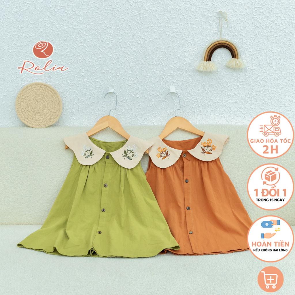 Váy đầm sát nách bé gái ROLIA chất thô Hàn mềm mát phù hợp cho trẻ từ 2-10 tuổi V144
