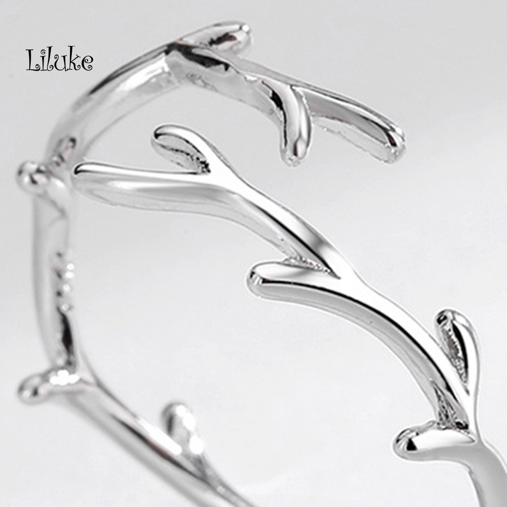 Nhẫn Hở Mạ Điện Hình Gạc Hươu Và Lá Cây Đơn Giản Chống Mài Mòn Có Thể Điều Chỉnh Trang Sức