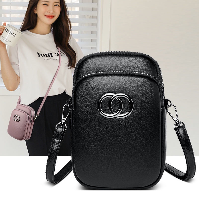 Hàng sẵn có-Bao đeo chéo nữ Túi đựng điện thoại di động Túi vuông nhỏ Túi đeo vai Mini Ba lô thời trang Túi đeo vai bên da thật Túi đeo chéo nhẹ