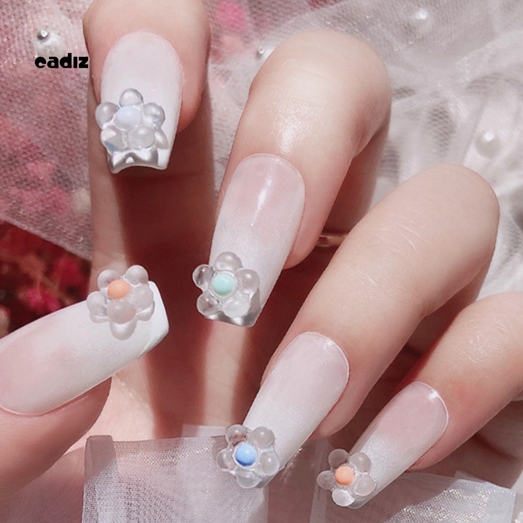 Bộ 50 Phụ Kiện Trang Trí Móng Tay Hình Bông Hoa 3D Bằng Nhựa Resin Màu Sắc Tươi Sáng Chống Thấm Nước Dành Cho Nữ