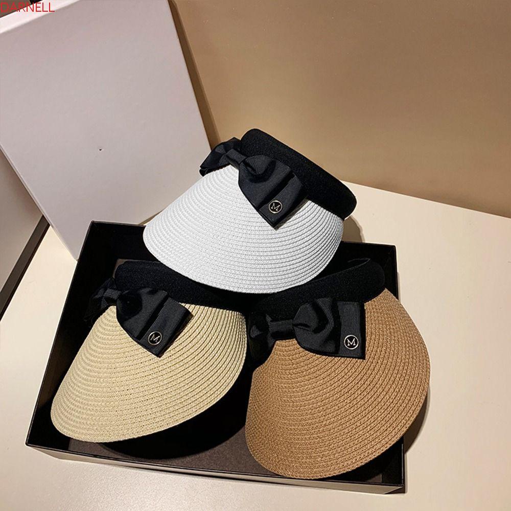 DARNELL Mũ Cói Rộng Vành Che Nắng In Chữ Thời Trang Đi Biển Mùa Hè Cho Bạn Gái