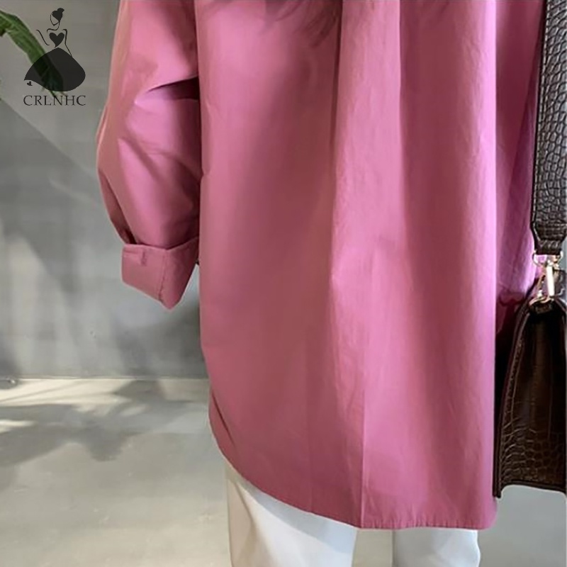 Áo Sơ Mi Dáng Rộng Màu Trơn Thiết Kế Đơn Giản Thời Trang Cho Nữ