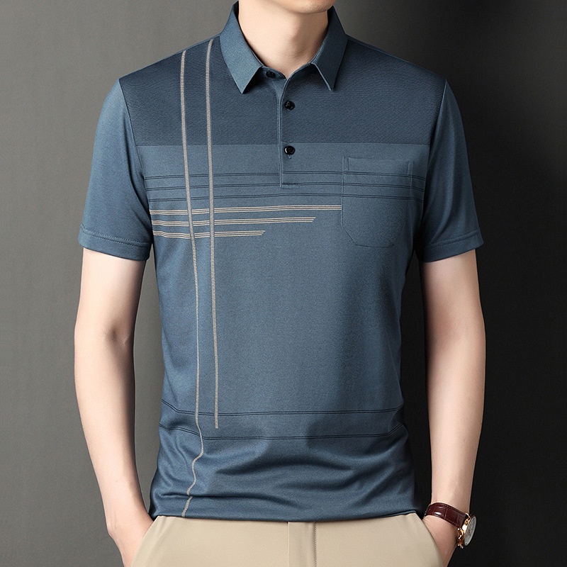 Áo Thun POLO Tay Ngắn Dáng Rộng In Họa Tiết Kẻ Sọc Phong Cách Thời Trang Mới Cho Nam Giới Có Size Lớn