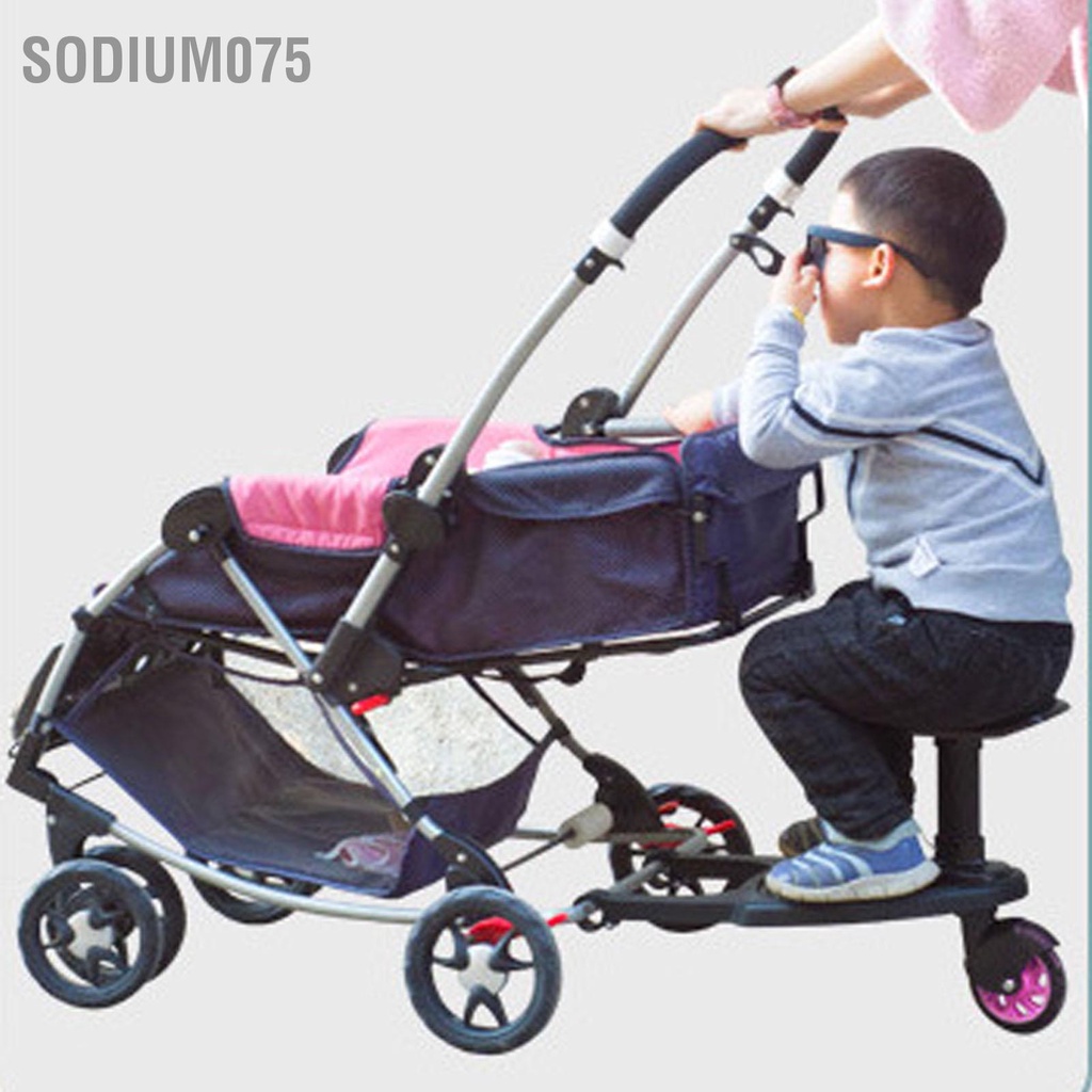 Sodium075 Xe Đẩy Em Bé Bàn Đạp Phụ Có Bánh Chế Độ Kép Đứng Cho 2 Trẻ