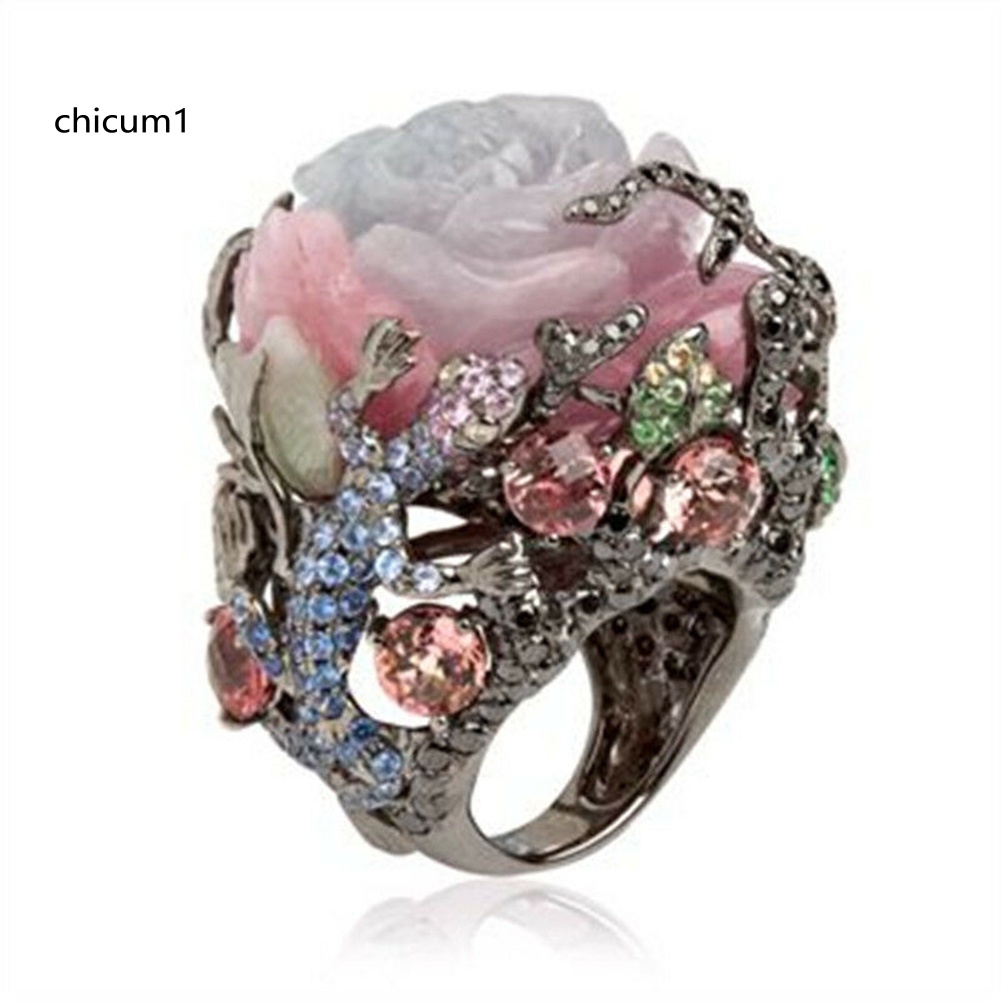 Nhẫn Hợp Kim Đính Đá Mặt Trăng Nhiều Màu Sắc Cho Nữ