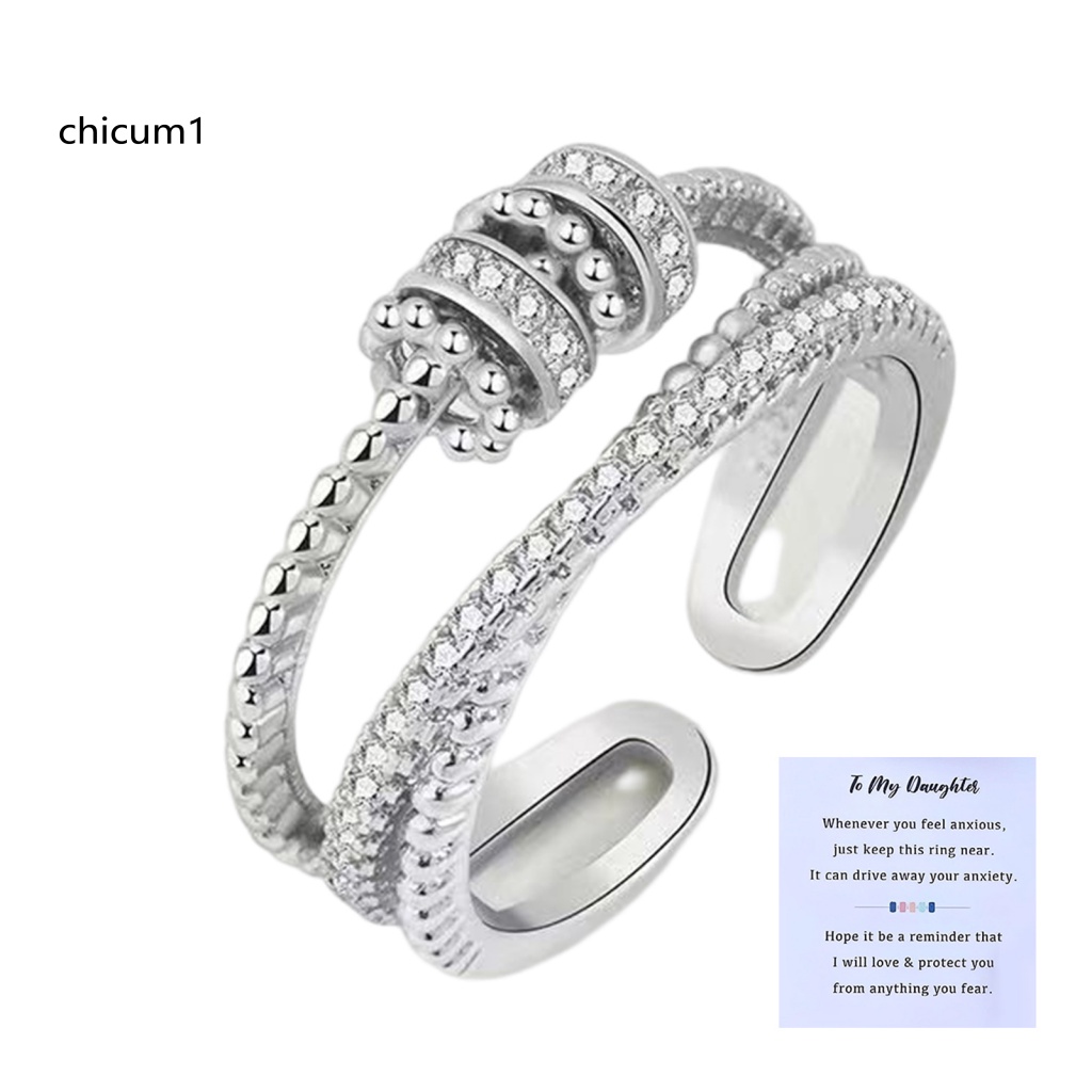 Nhẫn Hở Đính Đá Sáng Bóng Thanh Lịch Dễ Phối Đồ Có Thể Điều Chỉnh Cho Nữ