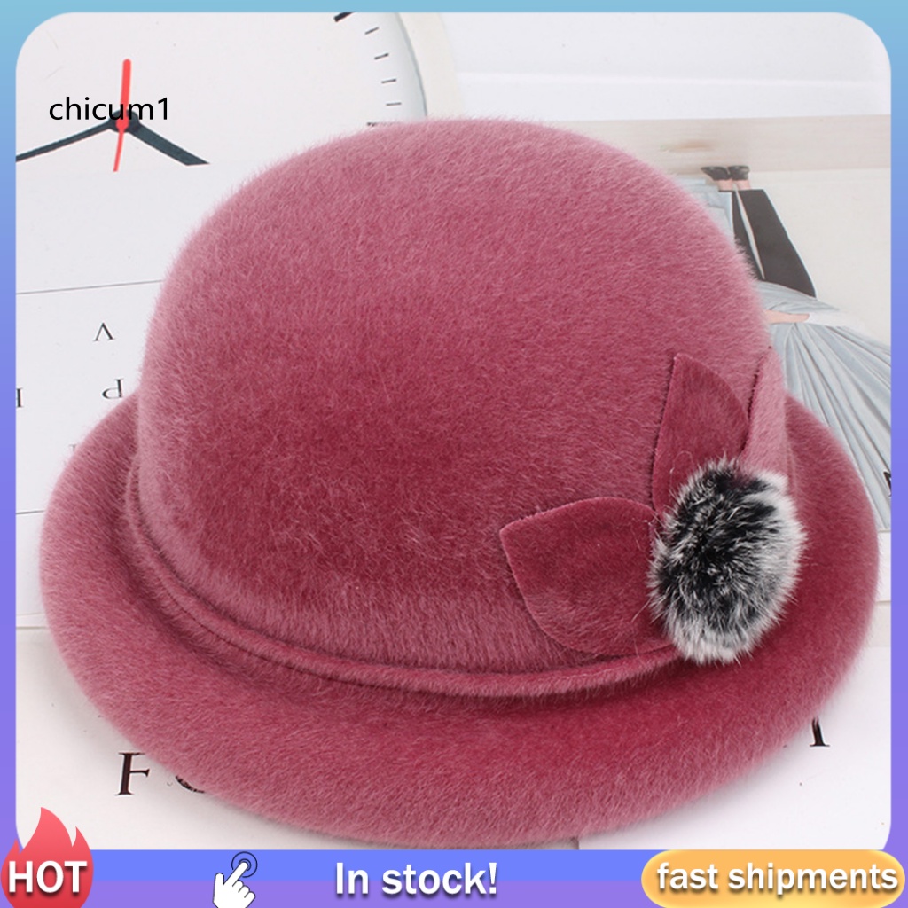 Mũ Lông Giả Màu Trơn Chống Gió Giữ Ấm Thoải Mái Mùa Thu Đông Cho Nữ